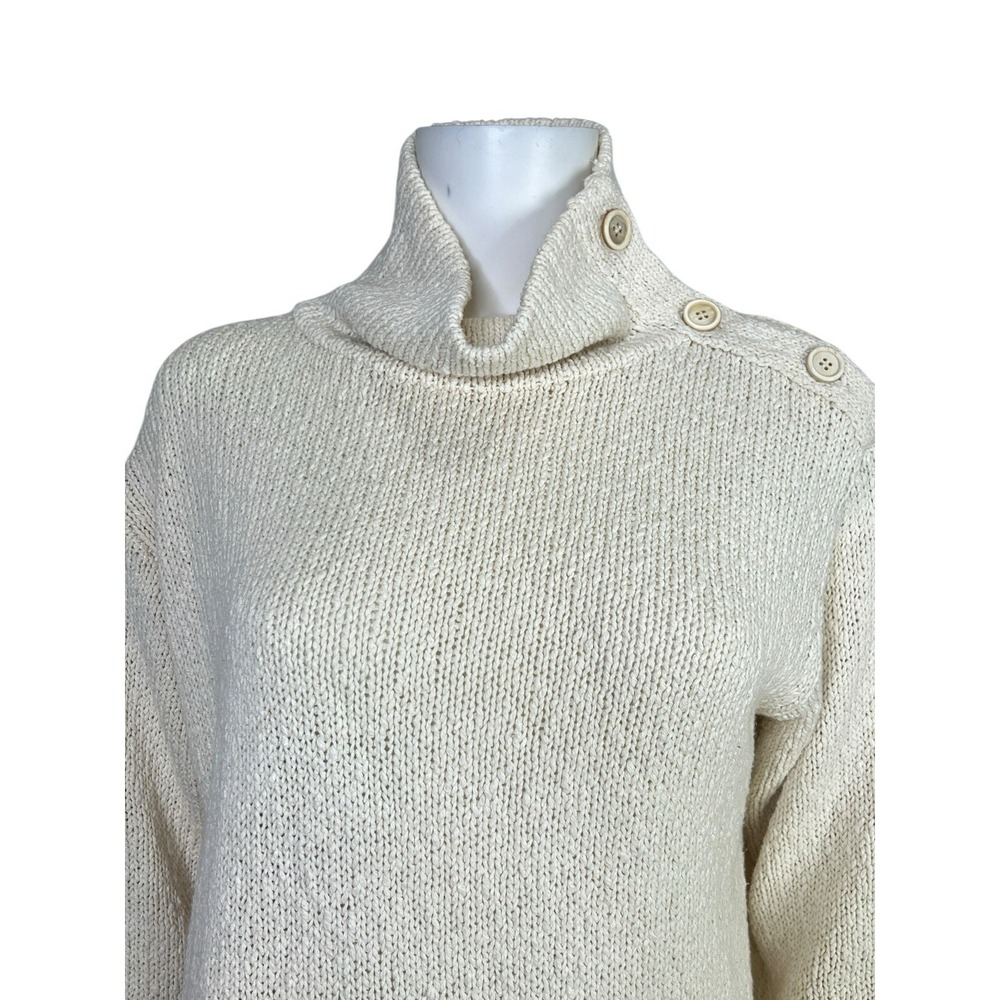 Brunello Cucinelli Womens Sweater Top Ivory Cotton Linen Cottegecore Lace Size L - Picture 5 of 15